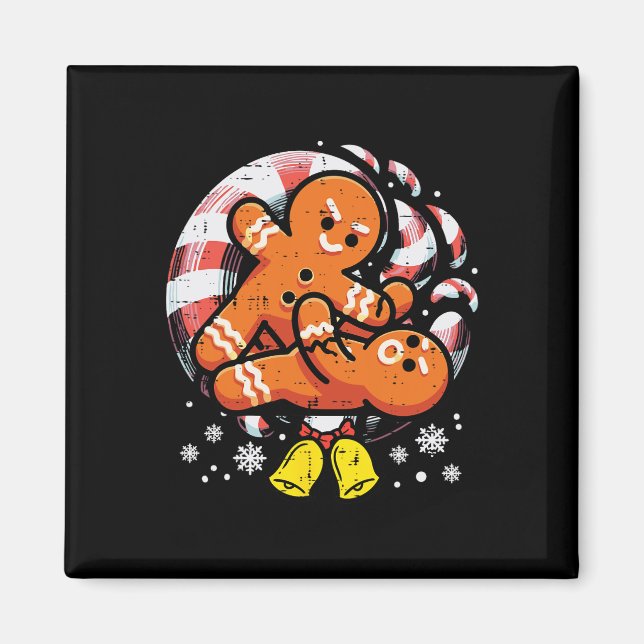 Imán Navidades Jiu Jitsu Gingerbread Xmas Bjj Lucha (Frente)