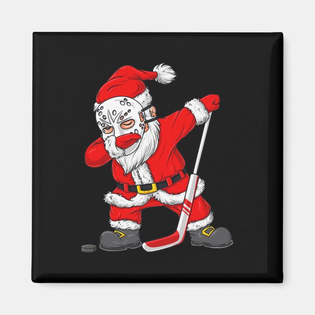 Imán Navidades Jugador de Hockey Santa Dabbing Niños Da (Frente)