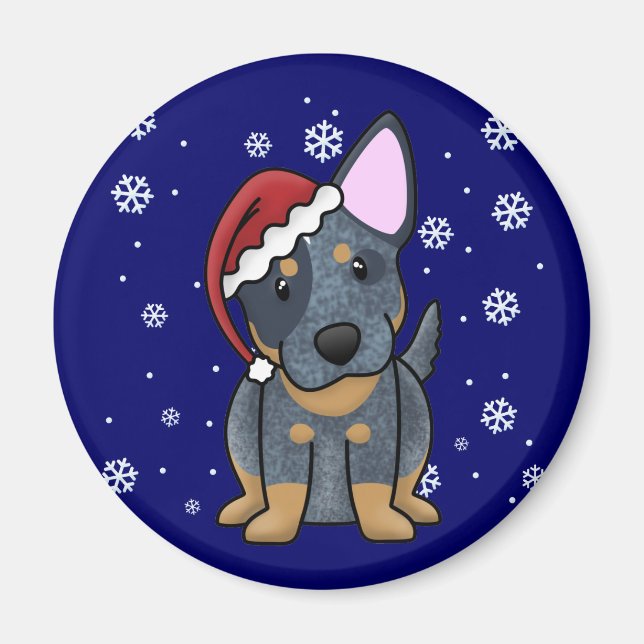 Imán Navidades Kawaii Blue Heeler (Frente)
