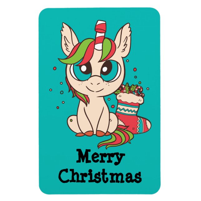 Imán Navidades Kawaii Unicorn (Vertical)