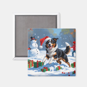 Imán Navidades Kelpie australianos celebran escena de n