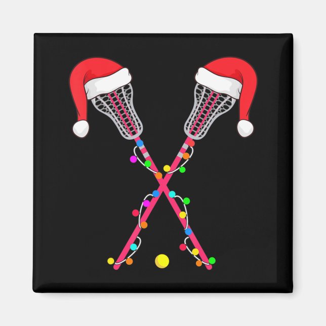 Imán Navidades Lacrosse Santa Hat alumbran navidades de (Frente)