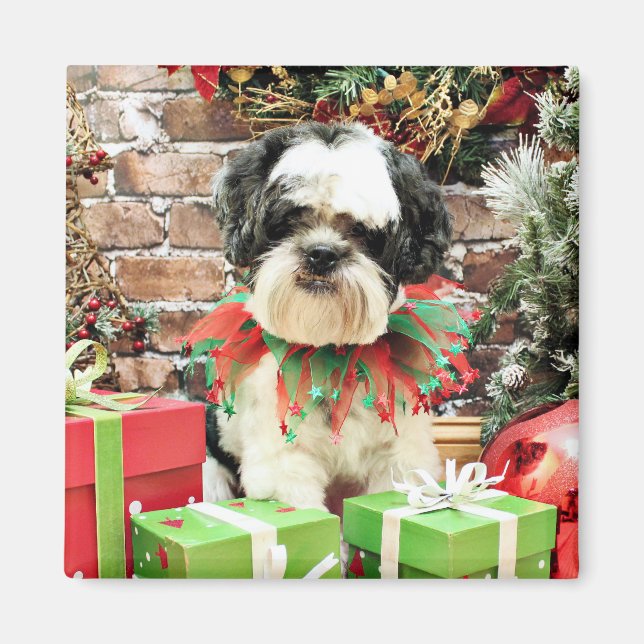 Imán Navidades - Lhasa Apso - Parker (Frente)