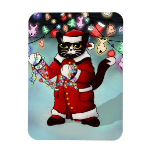 Imán Navidades Luces Cute Tuxedo Gato Magnet
