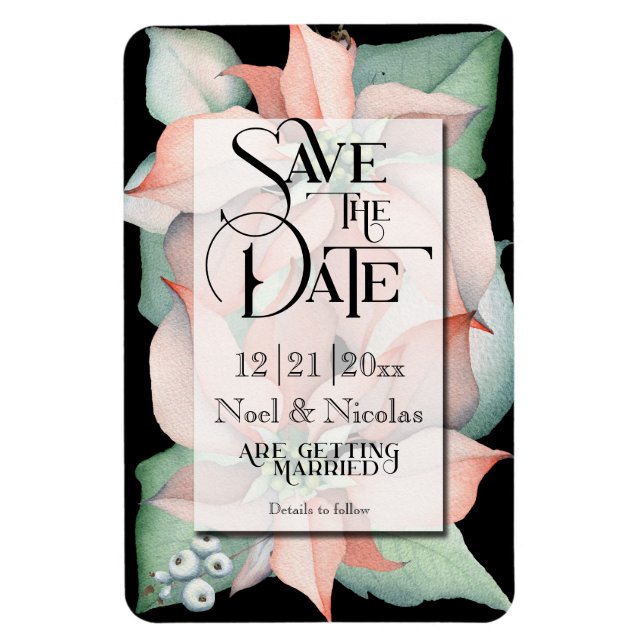 Imán Navidades Magic/Poinsettia Save the Date Boda (Vertical)
