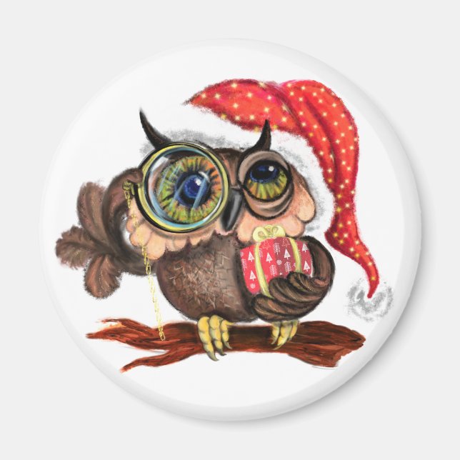 Imán Navidades Magnet Gift Baby Owl con Regalos (Frente)