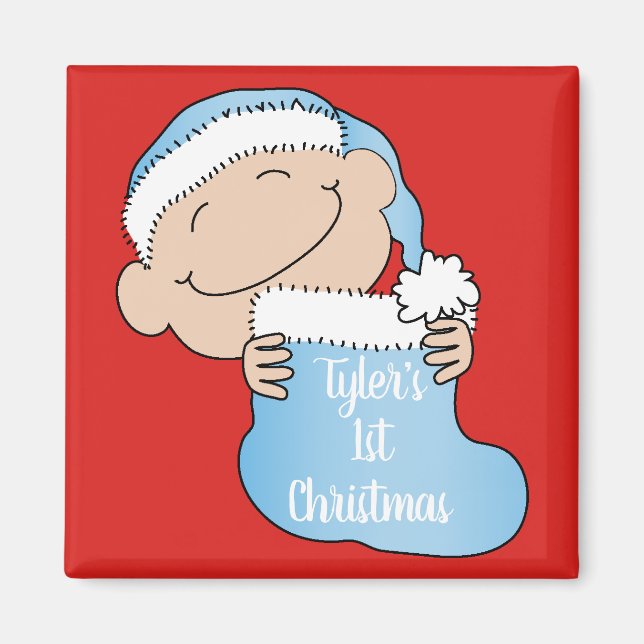 Imán Navidades Magnet Square Baby's First Christmas/Blu (Frente)