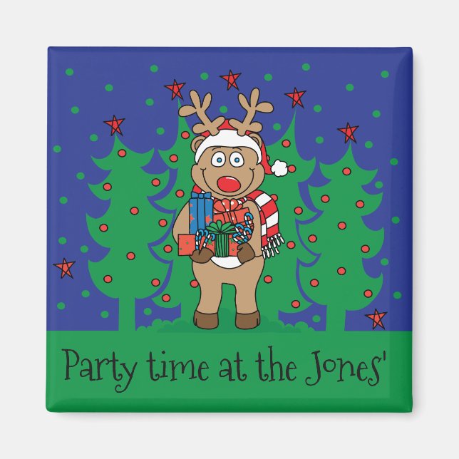Imán Navidades Magnet Square Reindeer Presenta (Frente)