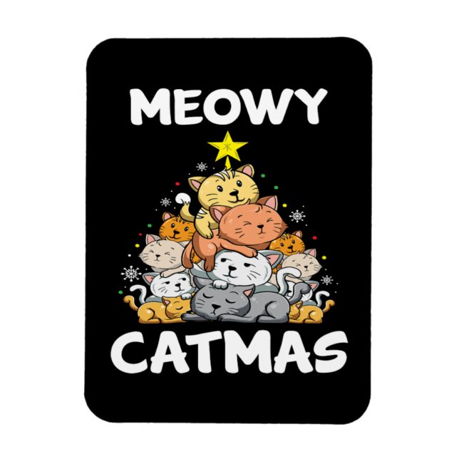 Imán Navidades Meowy Catmas Cat Lover Gracioso regalo d (Vertical)