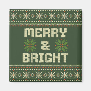 Imán Navidades merry y brillantes sudan el tejido nórdi