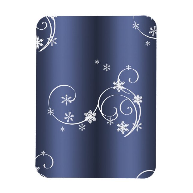 Imán Navidades Metálicos Verde azulados, Swirls Blancos (Vertical)