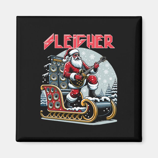 Imán Navidades Metalizado de Sleigher Hail Santa Heavy  (Frente)