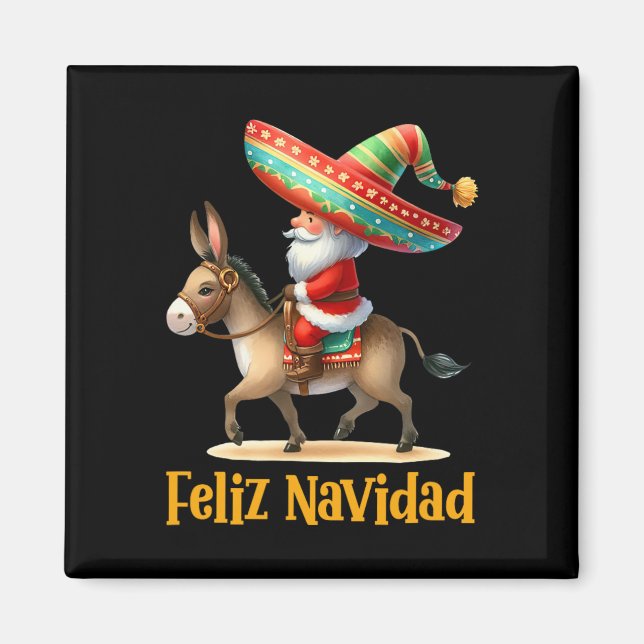 Imán Navidades mexicanos de Santa Riding Navidad Mexi (Frente)