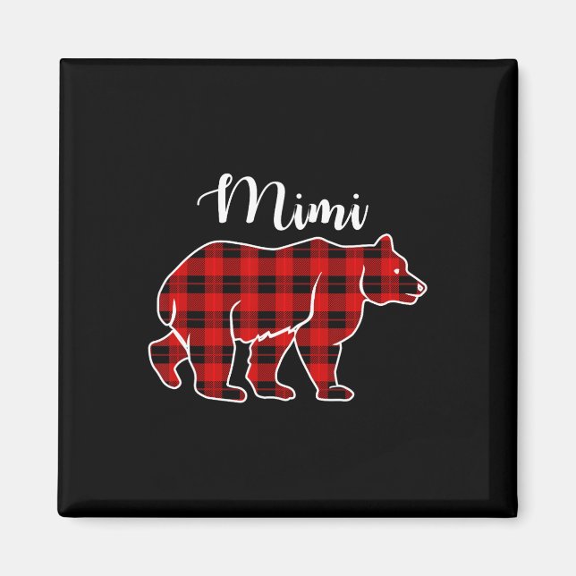Imán Navidades Mimi Bear Red Plaid Costume Fam Costume (Frente)