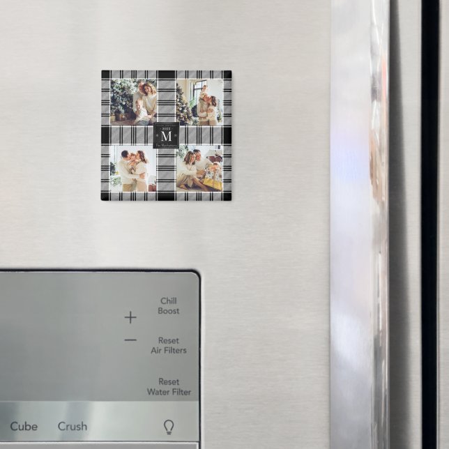 Imán Navidades modernos 4 Collage de fotos negro y blan (In situ (nevera))