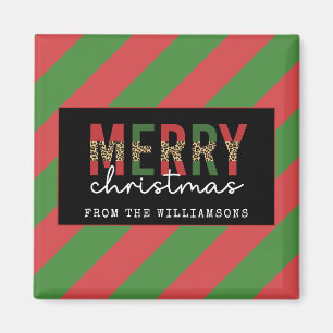 Imán Navidades modernos leopardo imprimen rayas verdes