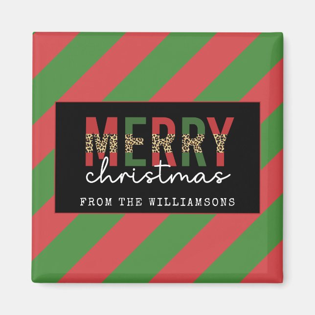 Imán Navidades modernos leopardo imprimen rayas verdes  (Frente)