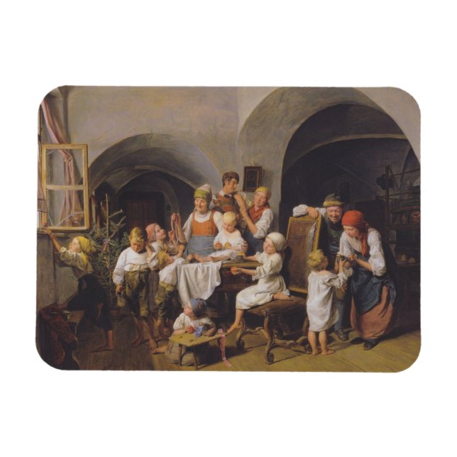 Imán Navidades Morning (por Ferdinand Georg Waldmüller) (Horizontal)