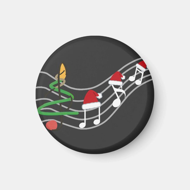Imán Navidades Music Notes Santa Hat Treble Clef (Frente)