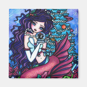 Imán Navidades Nieve arte en árbol de sirena por Hannah