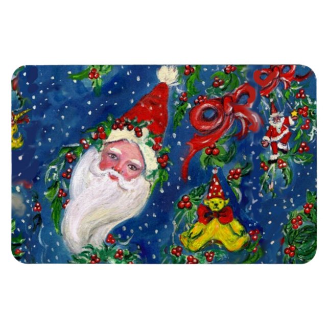 IMÁN NAVIDADES NOCHE / SANTA CLAUS Y JUGUETES, ROJO BOW (Horizontal)