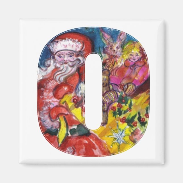IMÁN NAVIDADES O CARTA / SANTA CON GIFTS MONOGRAM (Frente)