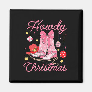 Imán Navidades occidentales boots contra las vacas rosa