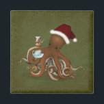 Imán Navidades Octopus Chemistry Lab Steampunk Science<br><div class="desc">Este químico del pulpo está vestido para las vacaciones con un sombrero de Santa y un frasco brillante lleno de luces de hadas. Este imán estacional se verá genial en tu hogar,  oficina o laboratorio de ciencias.</div>