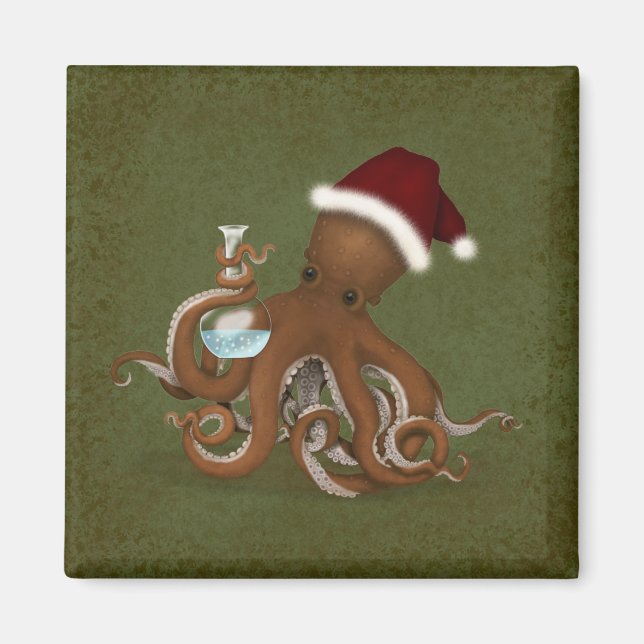 Imán Navidades Octopus Chemistry Lab Steampunk Science (Frente)