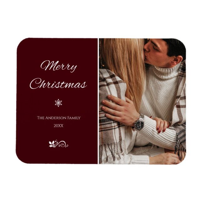 Imán Navidades oscuros y elegantes de Borgoña (Horizontal)