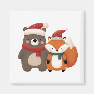 Imán Navidades/Oso blanco invernal y Fox