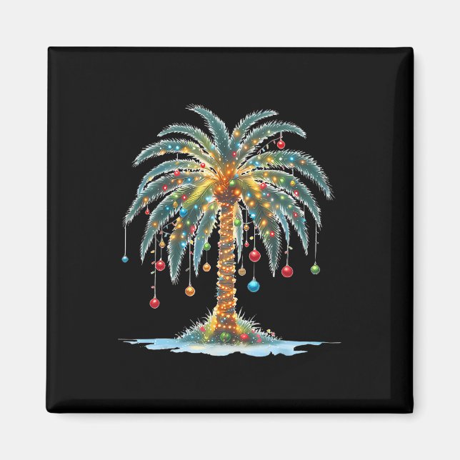 Imán Navidades Palm Tree Xmas Light Mating Family Hol (Frente)