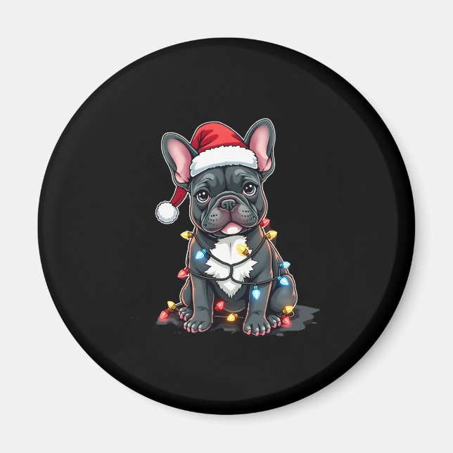 Imán Navidades Perro Bulldog francés Navidad Frenchie 3 (Frente)