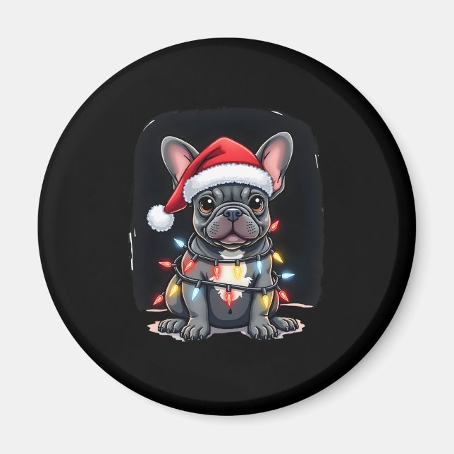 Imán Navidades Perro Bulldog francés Navidad hombres fr (Frente)