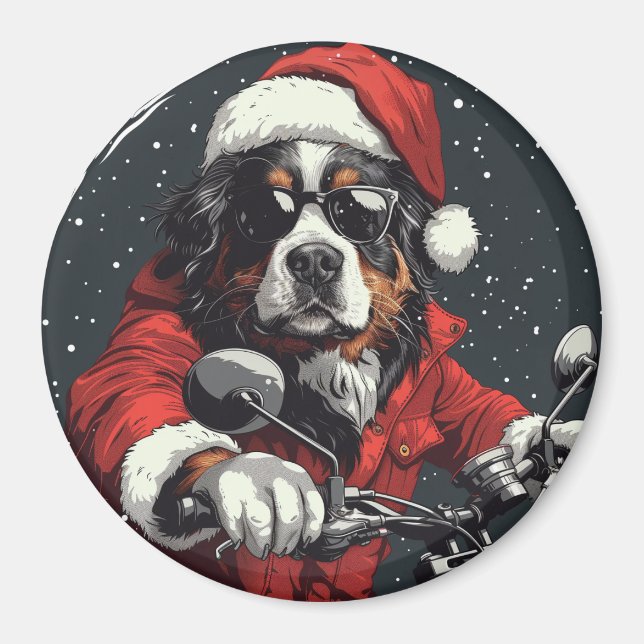 Imán Navidades Perro de montaña Bernese (Frente)