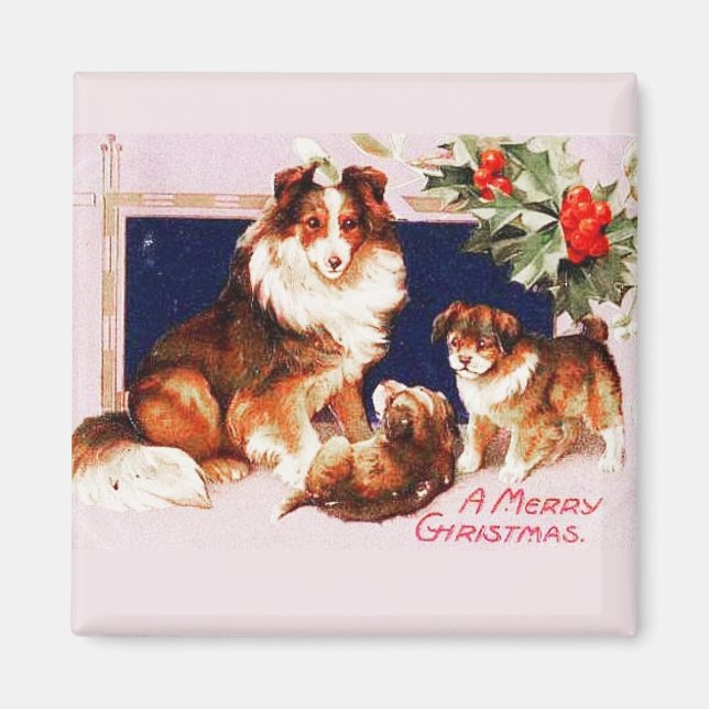 Imán Navidades Perros Vintage Magnet (Frente)