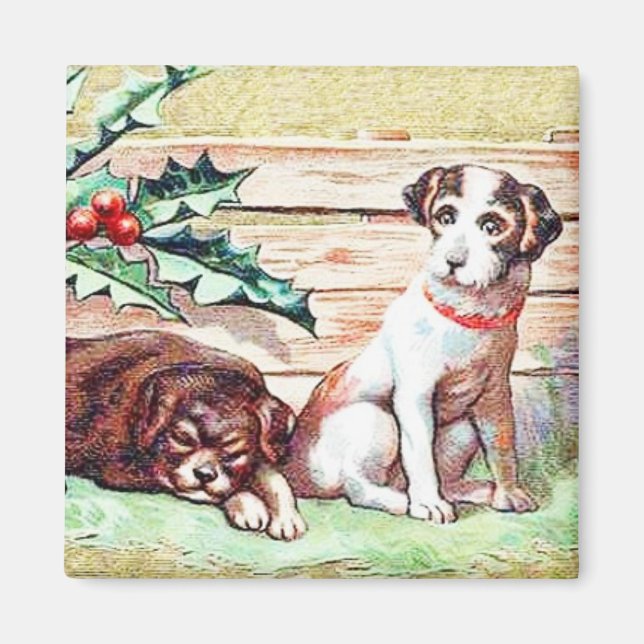 Imán Navidades Perros Vintage Magnet (Frente)