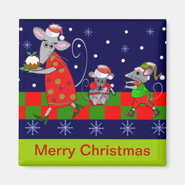 Imán Navidades Personalizados con ratones (Frente)