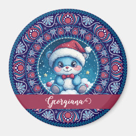 Imán Navidades personalizados Kawaii Bear Dot Mandala