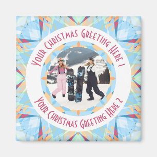 Imán Navidades personalizados Star Winter Blue Photo Gr