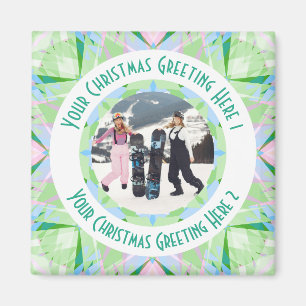 Imán Navidades personalizados Star Winter Green Photo G