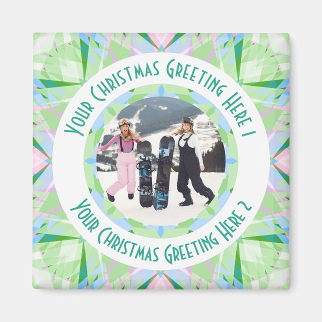 Imán Navidades personalizados Star Winter Green Photo G (Frente)