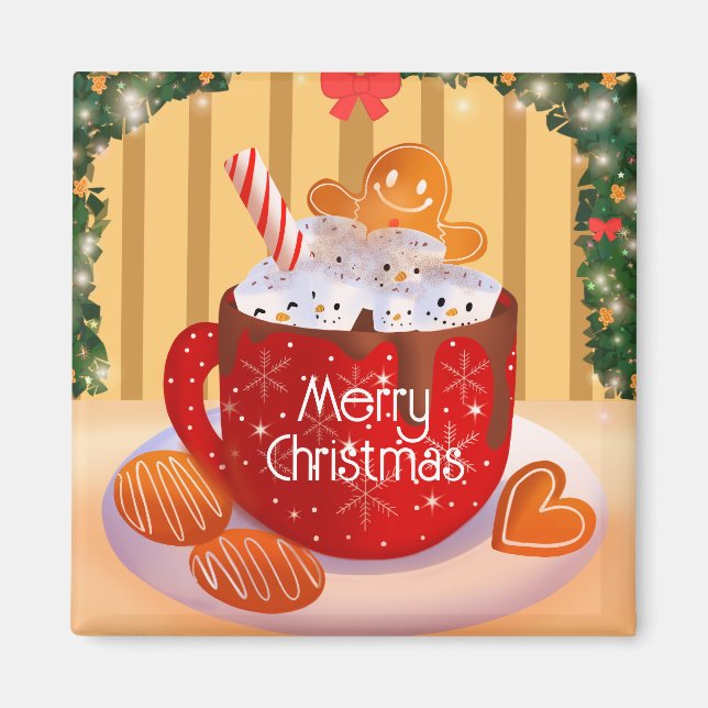 Imán Navidades personalizados vacaciones de chocolate c (Frente)