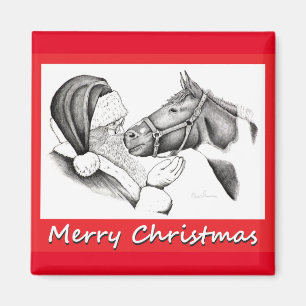Imán Navidades Pinto Paint Horse y Santa