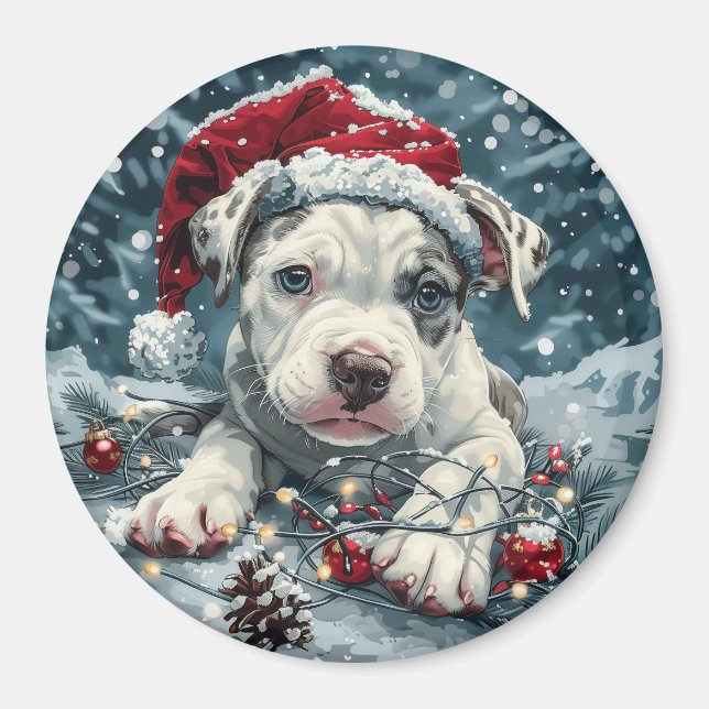 Imán Navidades Pit Bull Santa Puppy (Frente)