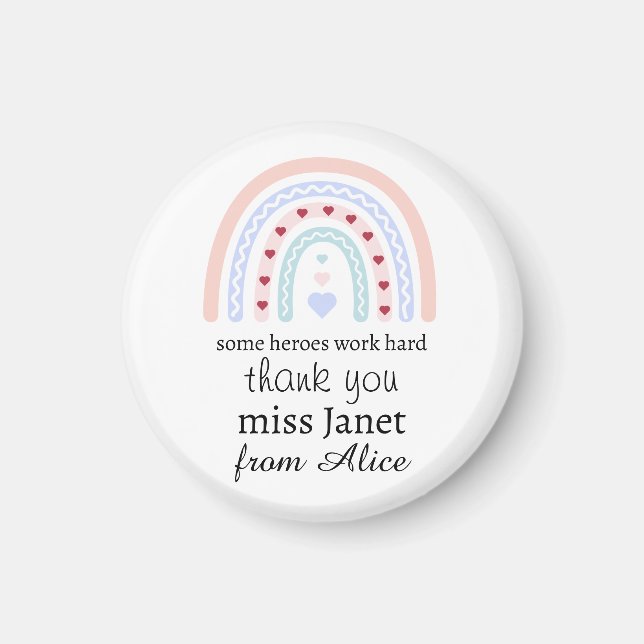 Imán Navidades Profesor Gracias a regalo Hero personali (Frente)