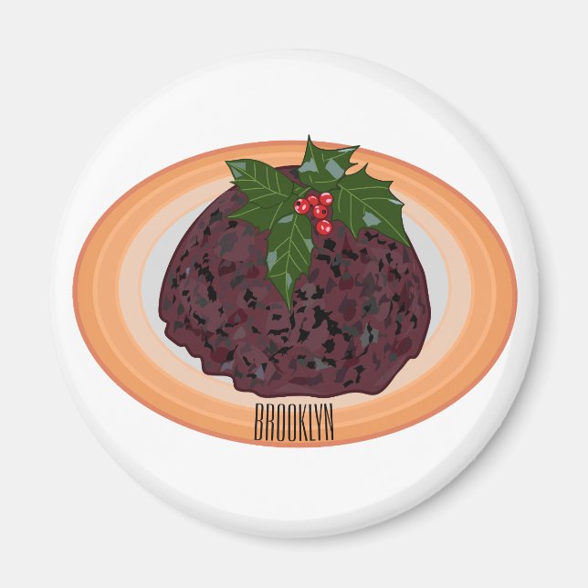 Imán Navidades pudding personalizado ilustracion (Frente)