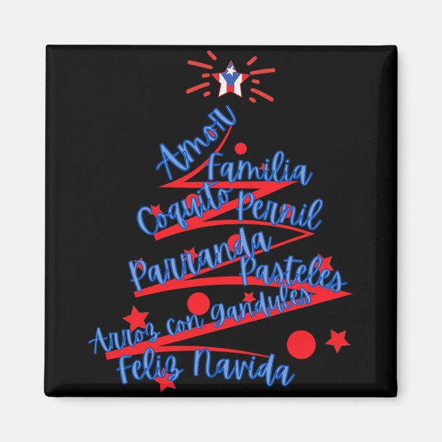 Imán Navidades puertorriqueños Feliz Navidad (Frente)