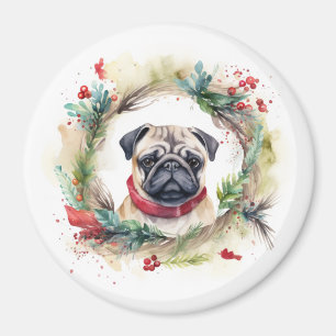 Imán Navidades Pug Wreath Festix Pup