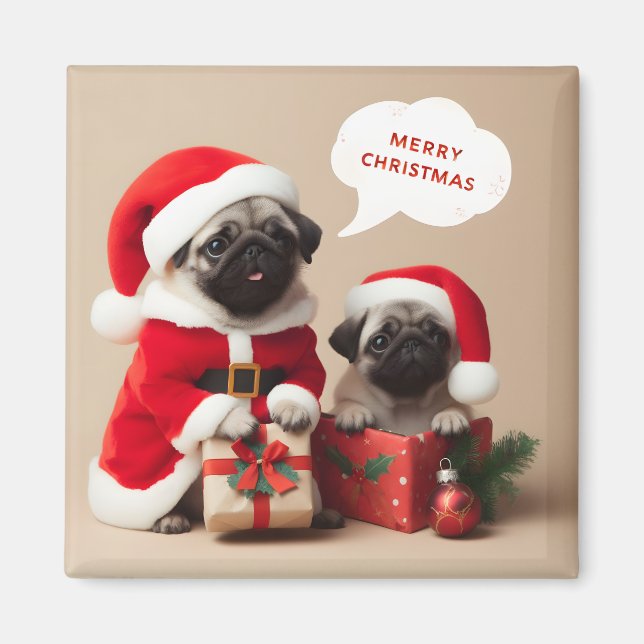 Imán Navidades Pugs (Frente)